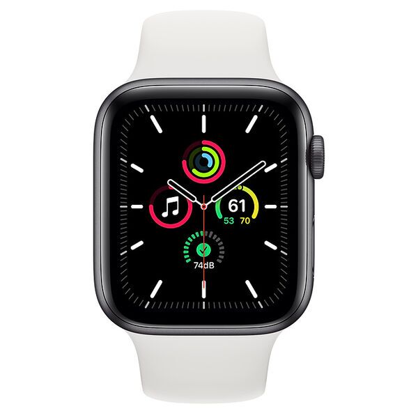 Apple Watch SE Aluminium 44 mm (2020) | WiFi | Gwiezdna Szarość | Biały pasek sportowy, image 2 of 2
