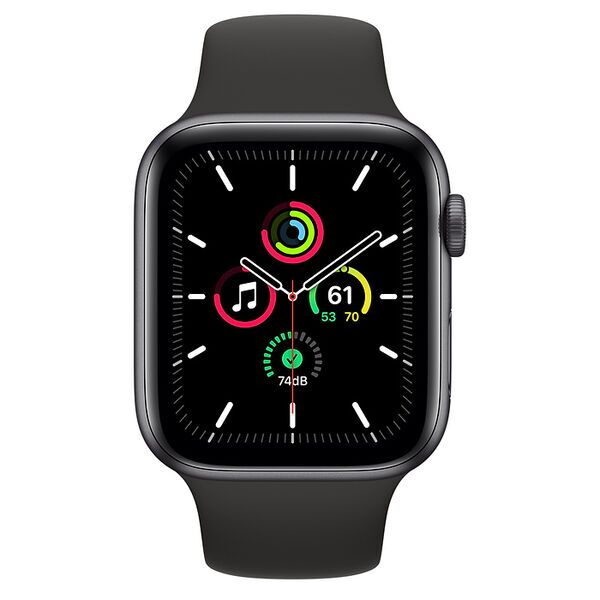 Apple Watch SE Aluminium 44 mm (2020) | WiFi + Cellular | gwiezdna szarość | Pasek sportowy w kolorze czarny 2