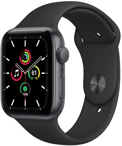 Apple Watch SE Aluminium 44 mm (2020) | WiFi | rymdgrå | Sportband svart