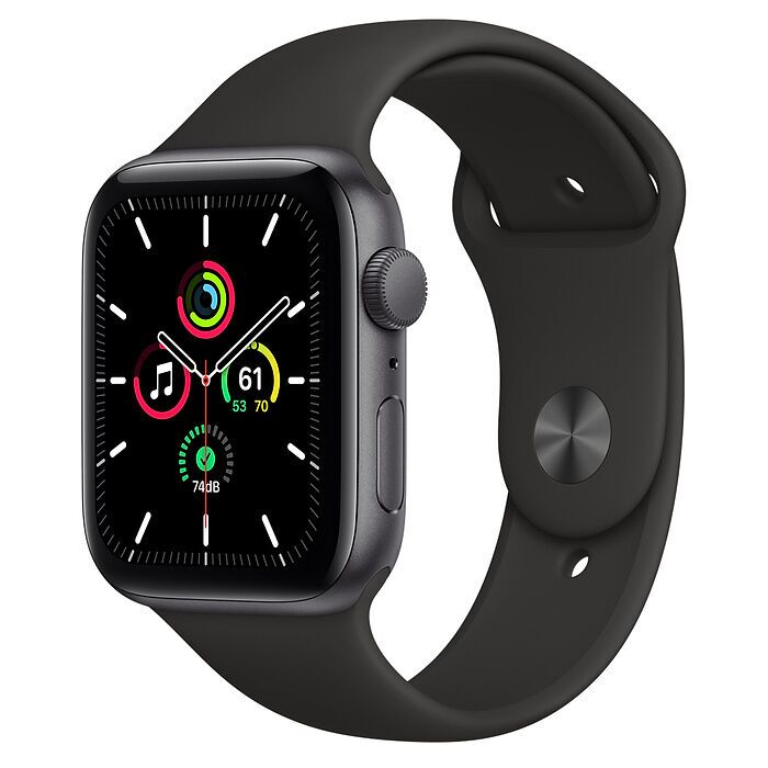 Apple Watch SE Aluminium 44 mm (2020) | WiFi | Spacegrijs | Zwarte sportband