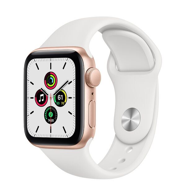 Apple Watch SE Aluminium 44 mm (2020) | WiFi + Cellular | złoty | Pasek sportowy w kolorze biały