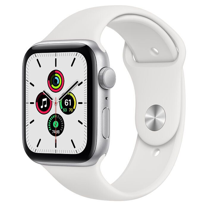 Apple Watch SE Aluminium 44 mm (2020) | WiFi + Cellular | zilver | wit sportband