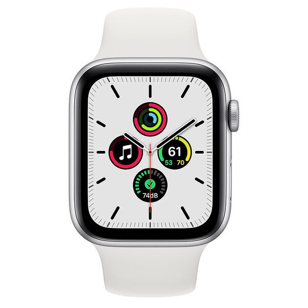 Apple Watch SE Aluminium 44 mm (2020) | WiFi | sølv | Sportsrem hvid 2