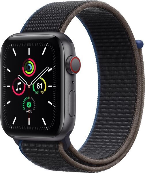 Apple Watch SE Aluminium 44 mm (2020) | WiFi + Cellular | spacegrey | Sport Loop Kulgrå 1