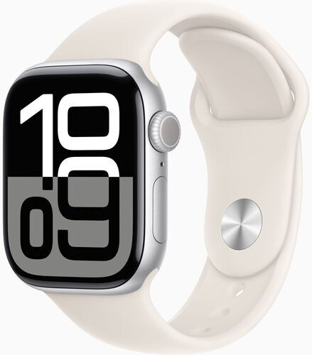 Som Ny: Apple Watch Series 10 Aluminium 42 mm (2024) | GPS | silver | Sportband M/L | Stjärnglans