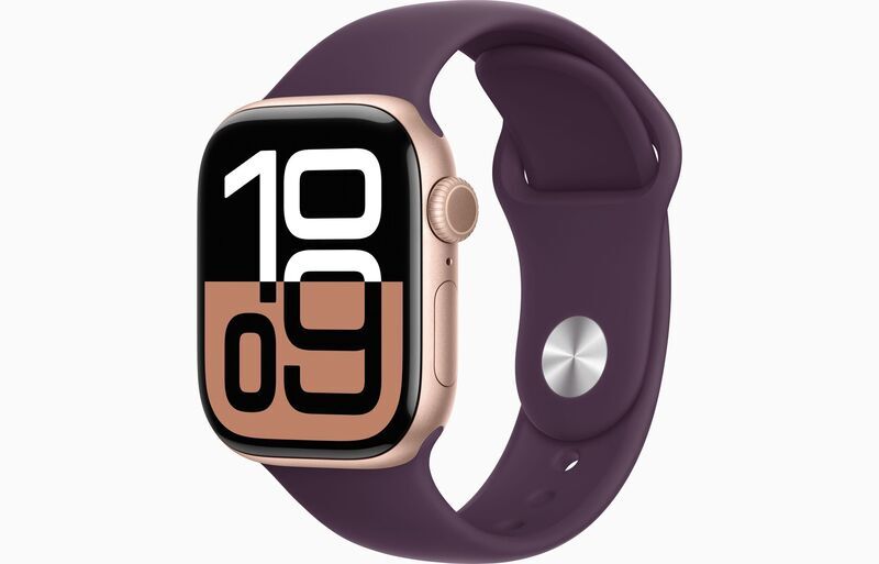 Apple Watch Series 10 Aluminum 42 mm (2024) | GPS | rosegold | Sport Band S/M | Plum, image 1 of 1