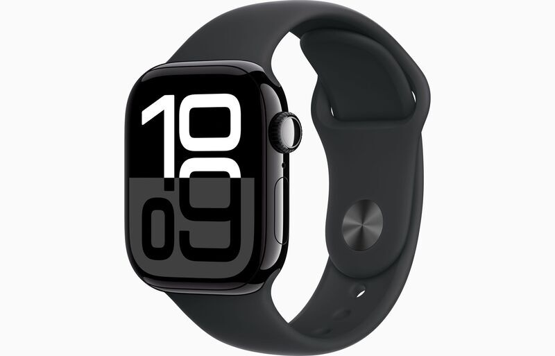 Apple Watch Series 10 Aluminium 42 mm (2024) | GPS + Cellular | diamantschwarz | Sportarmband S/M | Schwarz 1