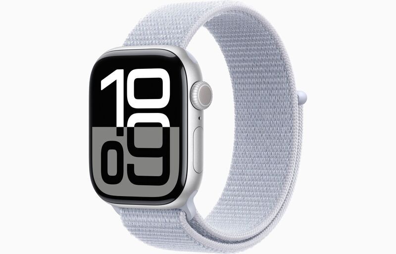 Apple Watch Series 10 алуминий 42 mm (2024) | GPS + Cellular | сребрист | Sport Loop | синьо облаче, image 1 of 1