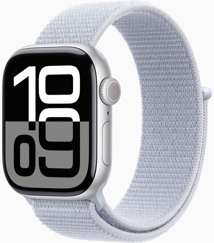 Som Ny: Apple Watch Series 10 Aluminium 42 mm (2024) | GPS | silver | Sportloop | dimblå