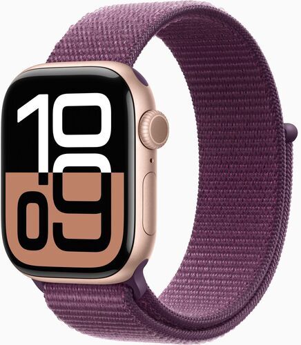 Som Ny: Apple Watch Series 10 Aluminium 42 mm (2024) | GPS | roségold | Sportloop | plommon