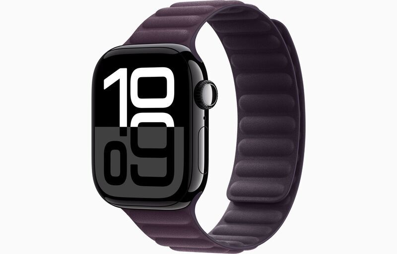 Apple Watch Series 10 Aluminium 42 mm (2024) | GPS + Cellular | diamantschwarz | Armband mit Magnetverschluss | Brombeere 1