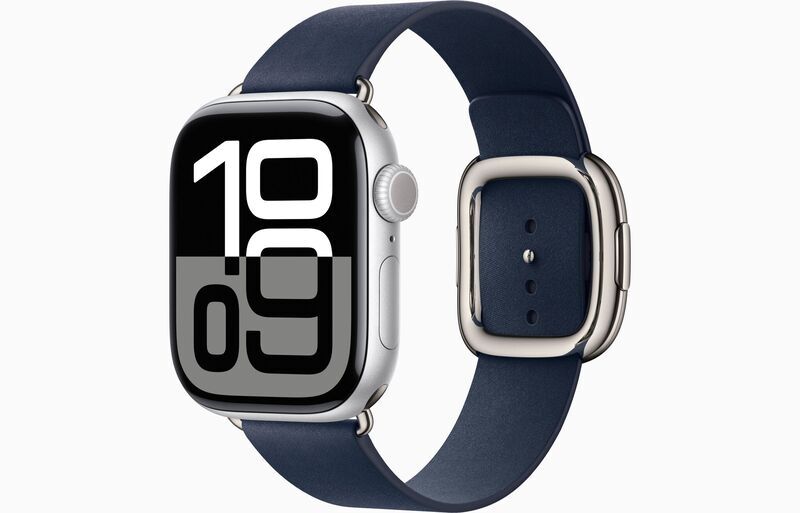 Apple Watch Series 10 Aluminium 42 mm (2024) | GPS + Cellular | Argent | Boucle Moderne Large | Bleu Profond, image 1 of 1