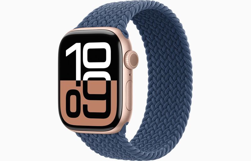 Apple Watch Series 10 Aluminum 42 mm (2024) | GPS + Cellular | rosegold | Braided Solo Loop 9 | Denim 1