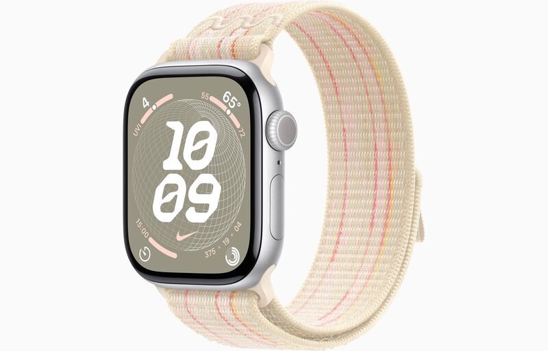 Apple Watch Series 10 Aluminium 42 mm (2024) | GPS + Cellular | argent | Boucle Sport Nike | Lumière stellaire/rose 1