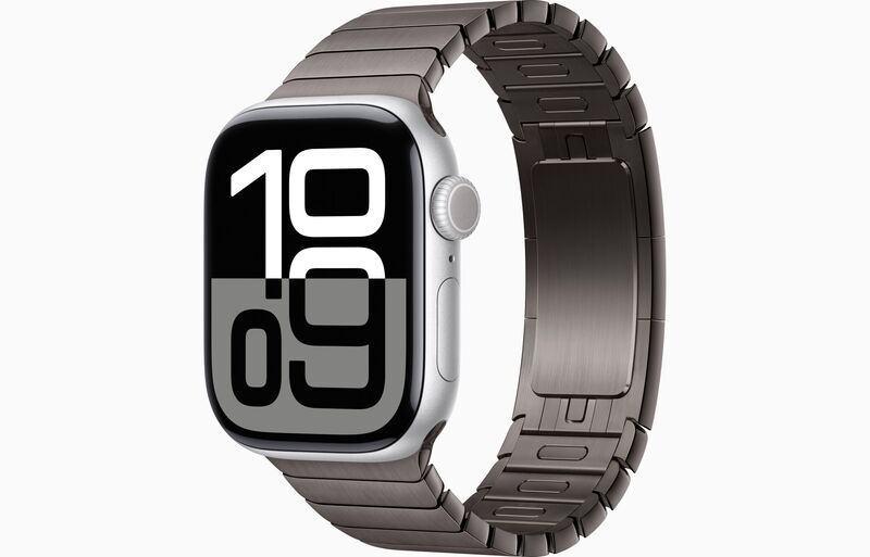 Apple Watch Series 10 Alluminio 42 mm (2024) | GPS + Cellular | Argento | Bracciale a maglie | Ardesia, image 1 of 1