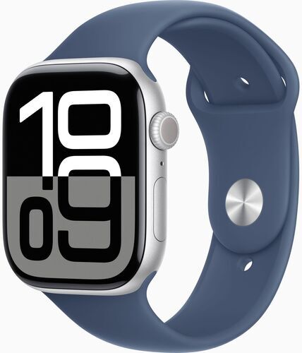 Like New: Apple Watch Series 10 Aluminum 46 mm (2024) | GPS + Cellular | silver | Sport Band M/L | Denim