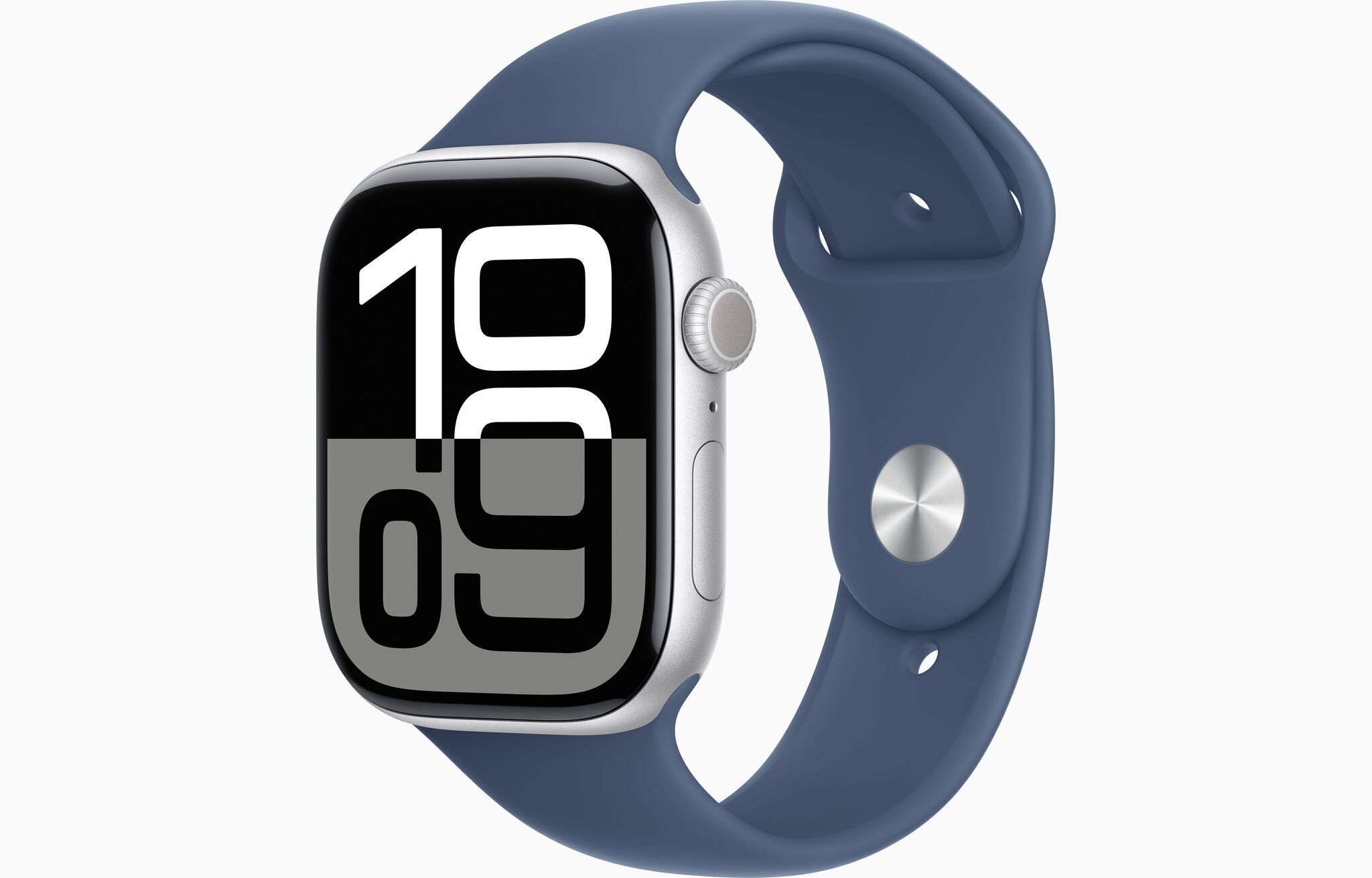 Apple Watch Series 10 Aluminium 46 mm (2024) GPS + Cellular Silber Sportarmband S/M Denim