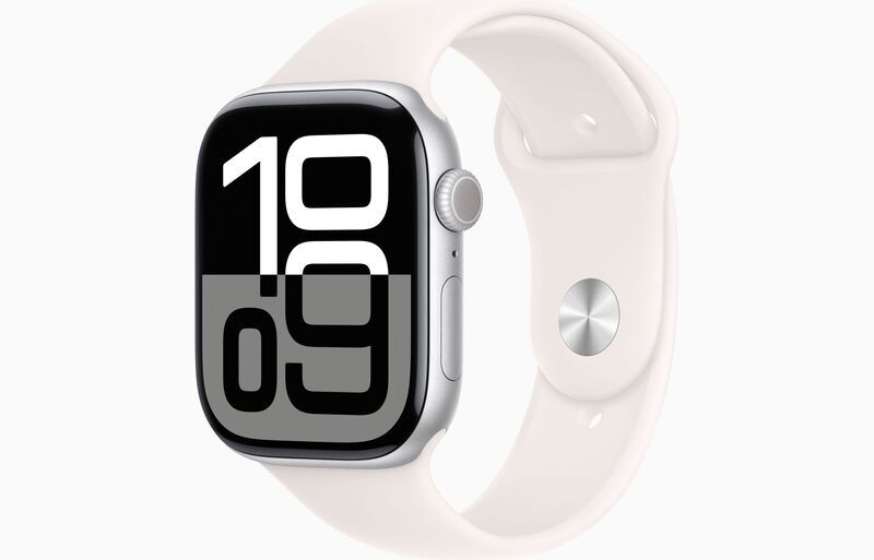 Apple Watch Series 10 Aluminium 46 mm (2024) | GPS | silber | Sportarmband M/L | Blassrosa 1