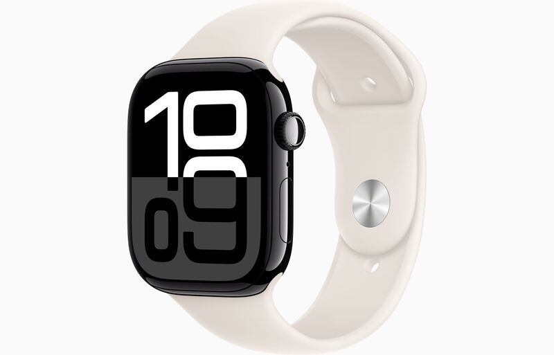 Apple Watch Series 10 Aluminium 46 mm (2024) | GPS | Jet Black | Sport Band M/L | Starlight, image 1 of 1
