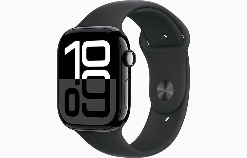 Apple Watch Series 10 Aluminium 46 mm (2024) | GPS + Cellular | noir jais | Bracelet Sport M/L | noir 1