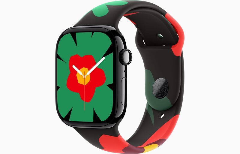 Apple Watch Series 10 Aluminium 46 mm (2024) | GPS + Cellular | Jetsort | Sportsrem M/L | Black Unity - Unity Bloom, image 1 of 1