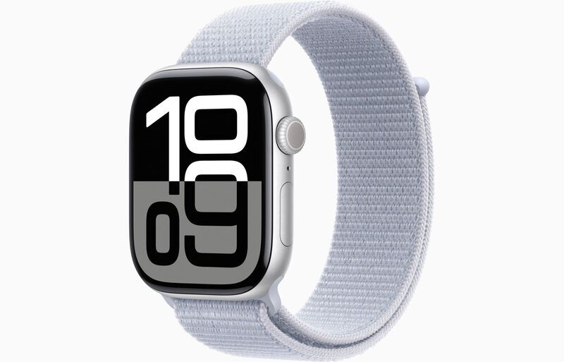 Apple Watch Series 10 Aluminio 46 mm (2024) | GPS + Cellular | Plata | Correa Sport Loop | Nube azul, image 1 of 1