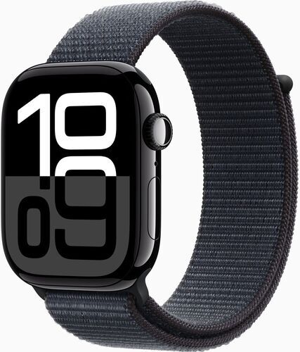 Som Ny: Apple Watch Series 10 Aluminium 46 mm (2024) | GPS + Cellular | jet black | Sportloop | svartlila