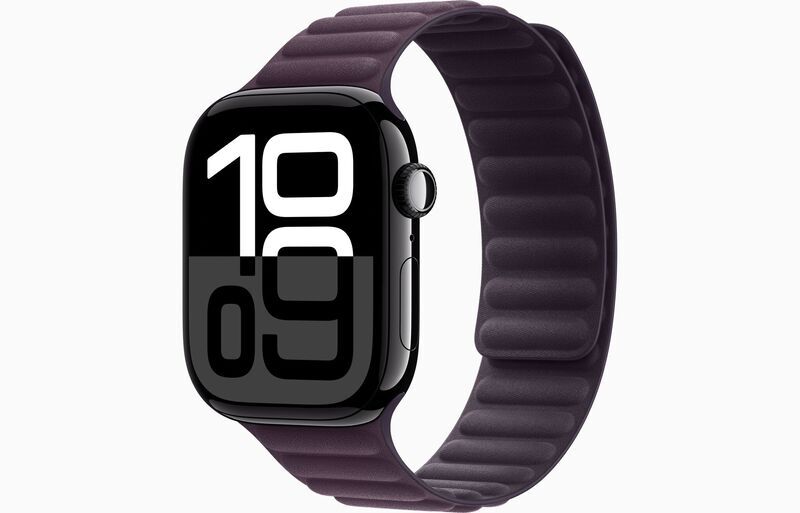 Apple Watch Series 10 Aluminium 46 mm (2024) | GPS + Cellular | diamantschwarz | Armband mit Magnetverschluss M/L | Brombeere 1