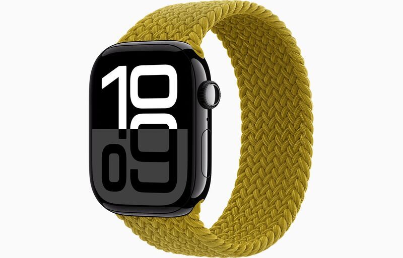 Apple Watch Series 10 Aluminium 46 mm (2024) | GPS + Cellular | Diamond Black | Braided Solo Loop 0 | Chartreuse, image 1 of 1