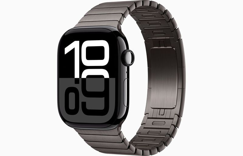 Apple Watch Series 10 Alluminio 46 mm (2024) | GPS + Cellular | Nero Jet Black | Bracciale a maglie  | Ardesia, image 1 of 1