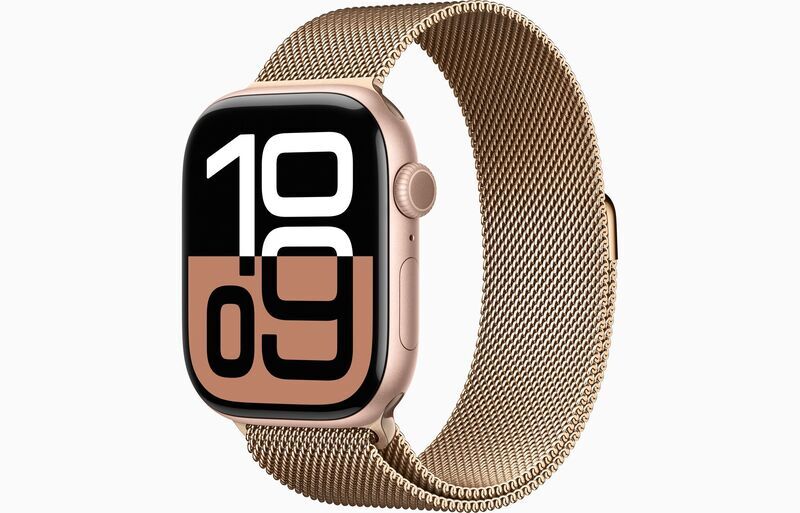 Apple Watch Series 10 Aluminium 46 mm (2024) | GPS | Rose Gold | Milanese Strap M/L | Gold, image 1 of 1