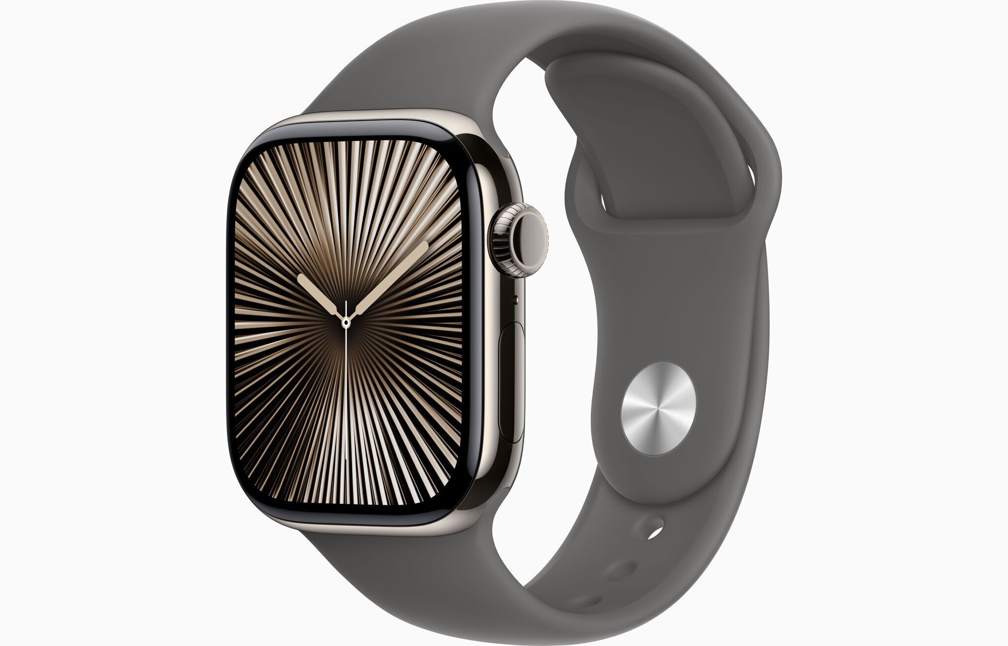 Apple Watch Series 10 Titanium 42 mm (2024) | GPS + Cellular | Natuurlijk | Sportbandje M/L | Steengrijs