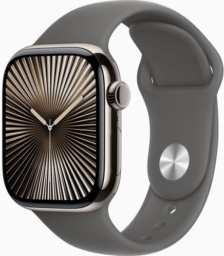 Apple Watch Series 10 Titan 42 mm (2024)   GPS + Cellular   naturlig   Sportband S/M   granitgrå