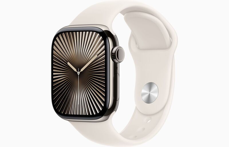 Apple Watch Series 10 Titan 42 mm (2024) | GPS + Cellular | Natur | Sportarmband S/M | Polarstern, image 1 of 1