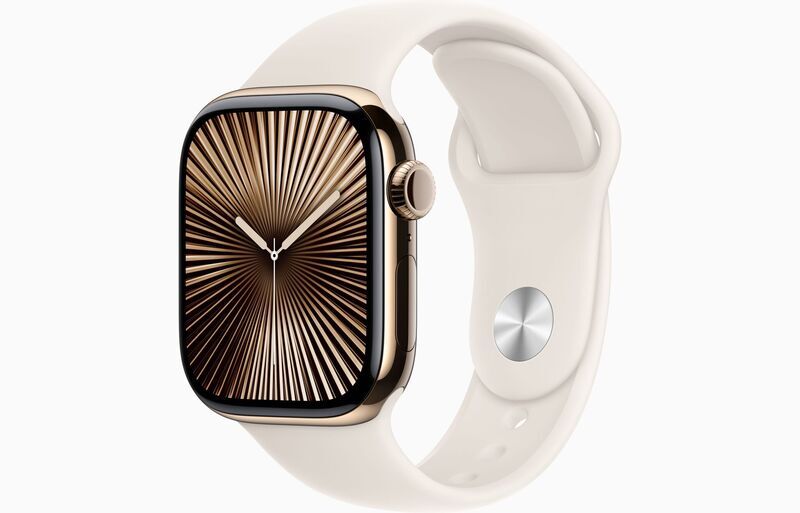 Apple Watch Series 10 Titan 42 mm (2024) | GPS + Cellular | Gold | Sportarmband M/L | Polarstern, image 1 of 1