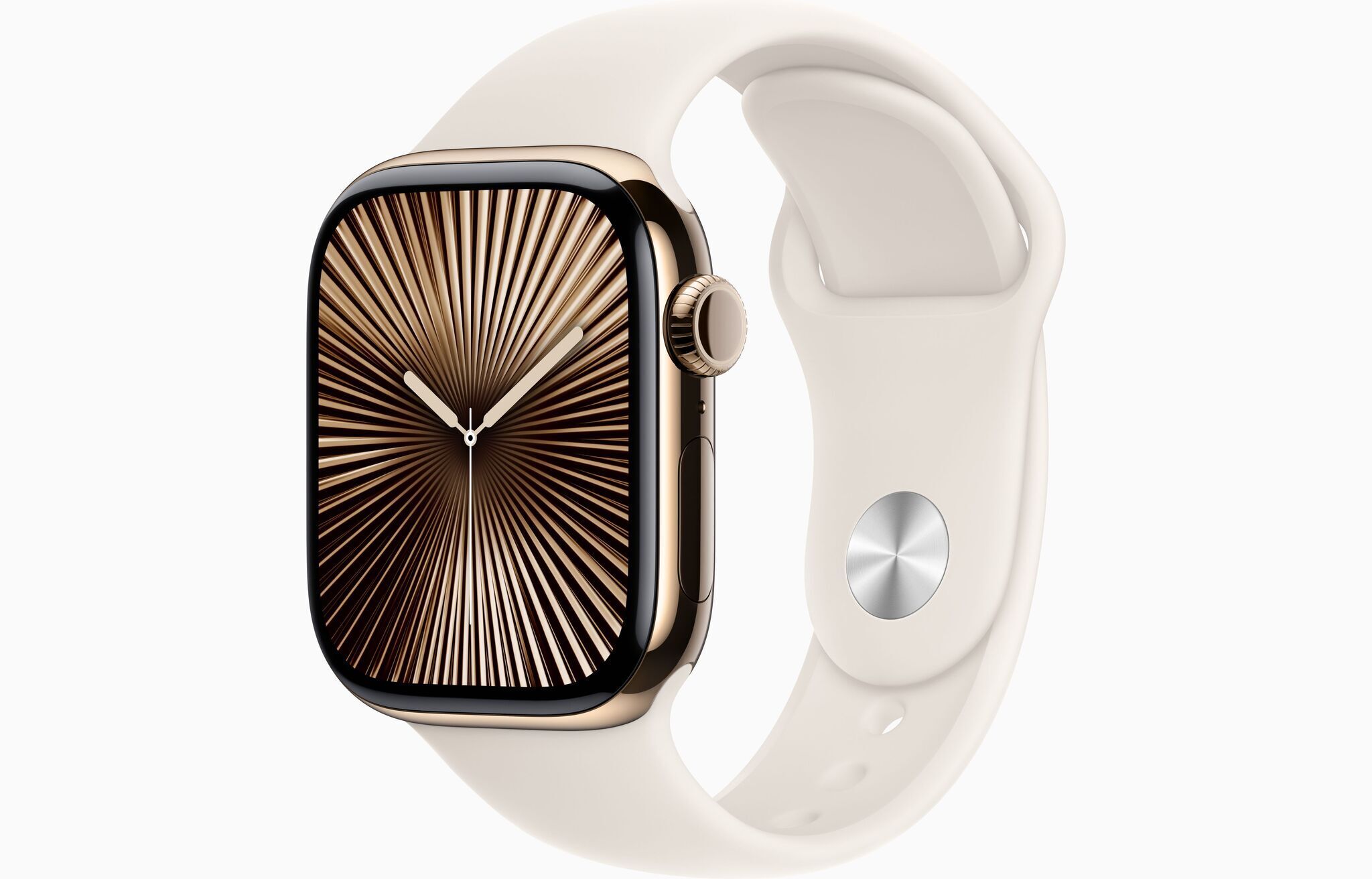 Apple Watch Series 10 Titanium 42 mm (2024) | GPS + Cellular | goud | Sportband S/M | Sterrenlicht