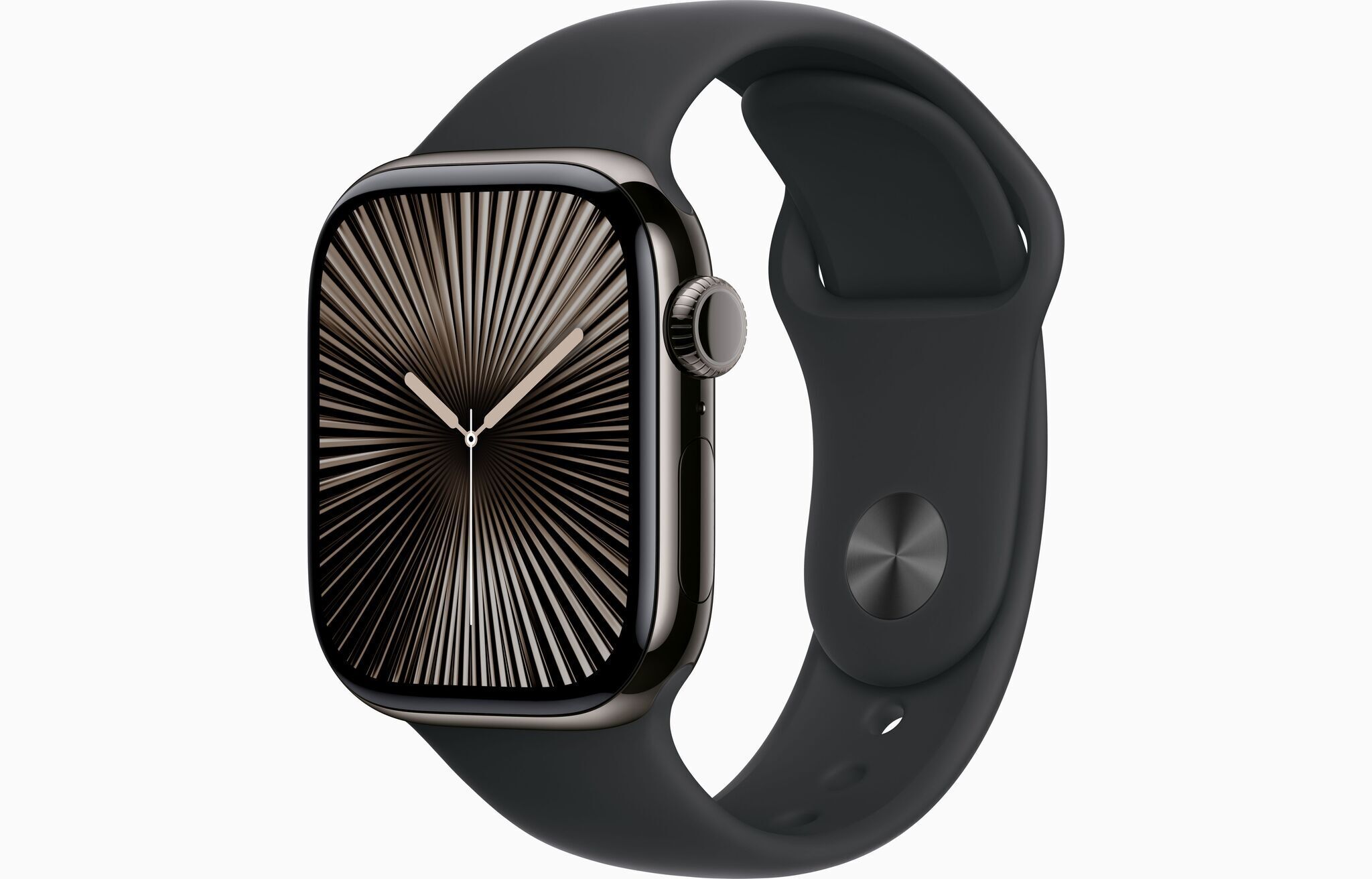 Apple Watch Series 10 Titan 42 mm (2024) GPS + Cellular Schiefer Sportarmband M/L Schwarz