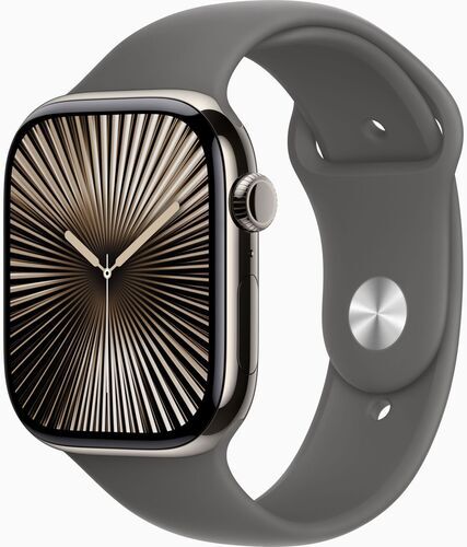 Som Ny: Apple Watch Series 10 Titan 46 mm (2024) | GPS + Cellular | naturlig | Sportband M/L | granitgrå