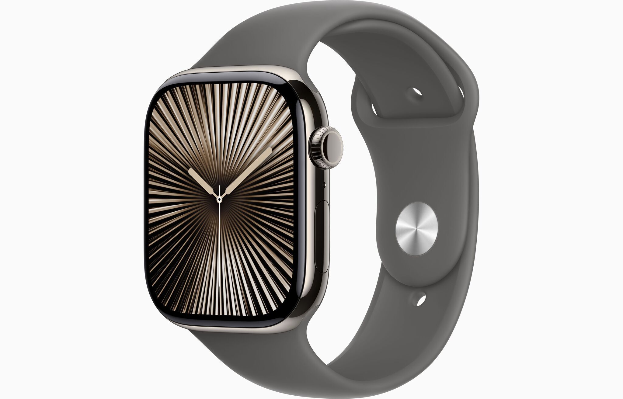 Apple Watch Series 10 Titan 46 mm (2024) GPS + Cellular Natur Sportarmband M/L Steingrau