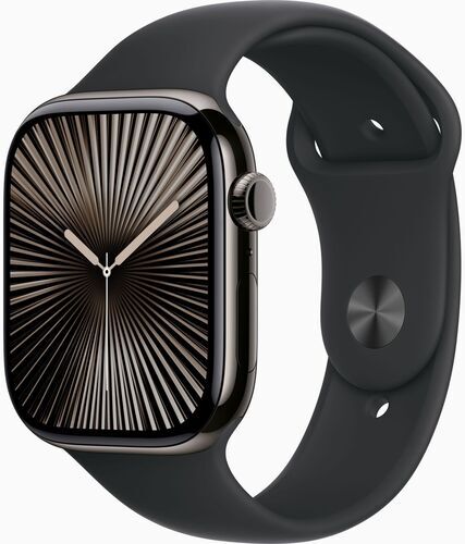 Som Ny: Apple Watch Series 10 Titan 46 mm (2024) | GPS + Cellular | skiffer | Sportband M/L | svart