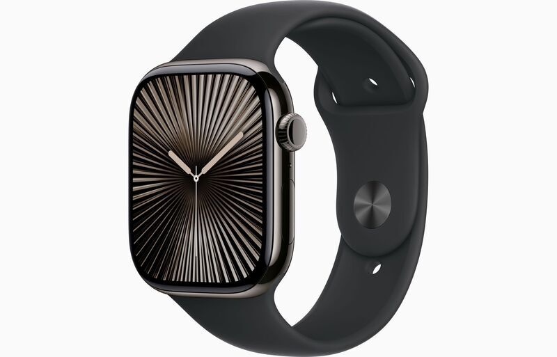 Apple Watch Series 10 Titan 46 mm (2024) | GPS + Cellular | Schiefer | Sportarmband S/M | Schwarz 1