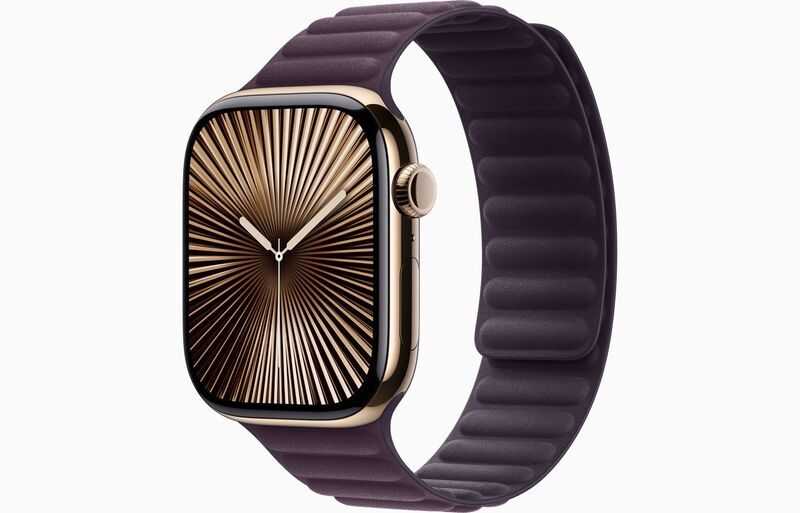 Apple Watch Series 10 Titan 46 mm (2024) | GPS + Cellular | Gold | Armband mit Magnetverschluss M/L | Brombeere 1