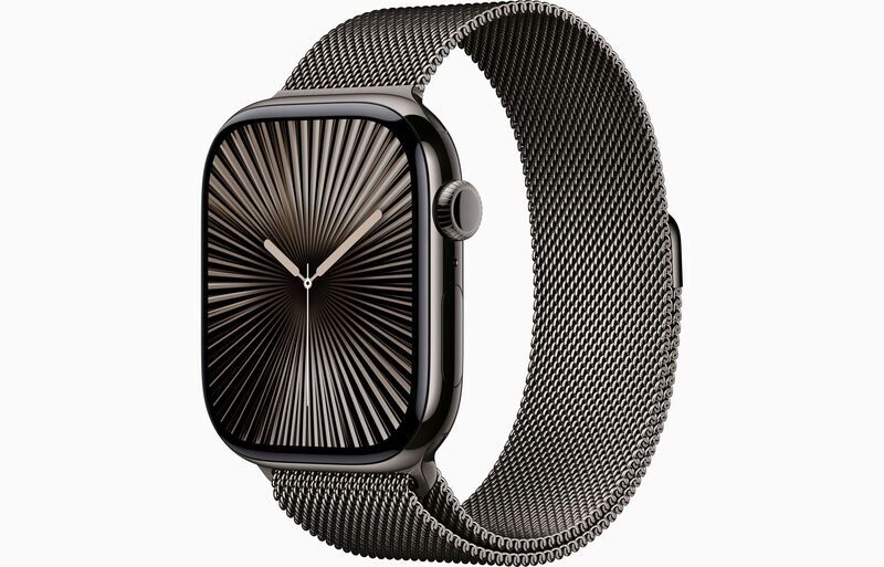 Apple Watch Series 10 Titanium 46 mm (2024) | GPS + Cellular | Leisteen | Milanees bandje M/L | Leisteen 1