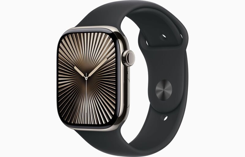 Apple Watch Series 10 Titan 46 mm (2024) | GPS + Cellular | naturlig | Sportband M/L | svart 1
