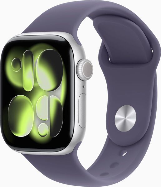 Apple Watch Series 11 Aluminium 42 mm (2025) | GPS + Cellular | argent | Bracelet Sport S/M | violet brumeux 1
