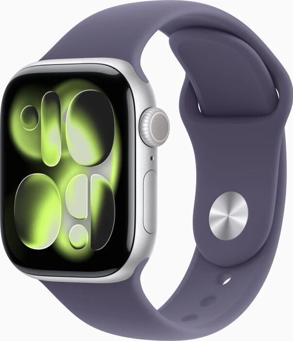 Apple Watch Series 11 Aluminium 42 mm (2025) GPS silber Sportarmband S/M nebelviolett