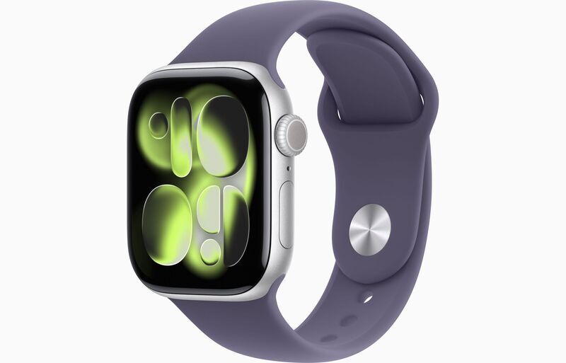 Apple Watch Series 11 Aluminium 42 mm (2025) | GPS | srebrny | Pasek sportowy S/M | Purple Fog 1