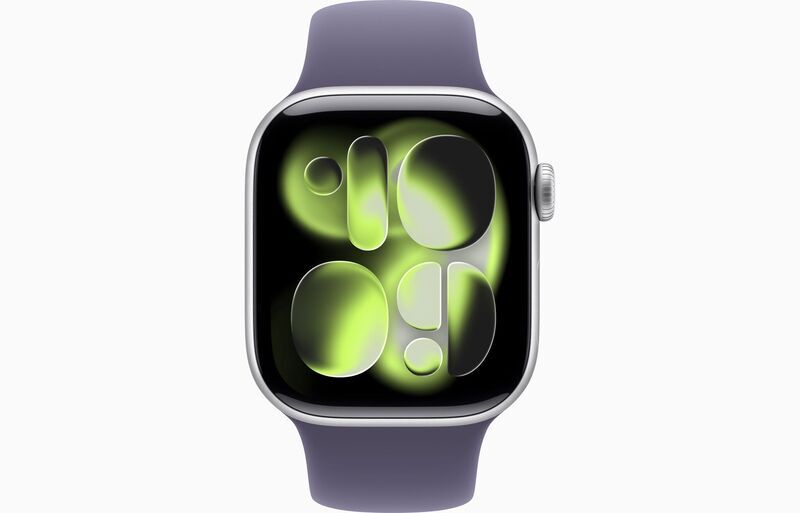 Apple Watch Series 11 Aluminium 42 mm (2025) | GPS | srebrny | Pasek sportowy S/M | Purple Fog 2