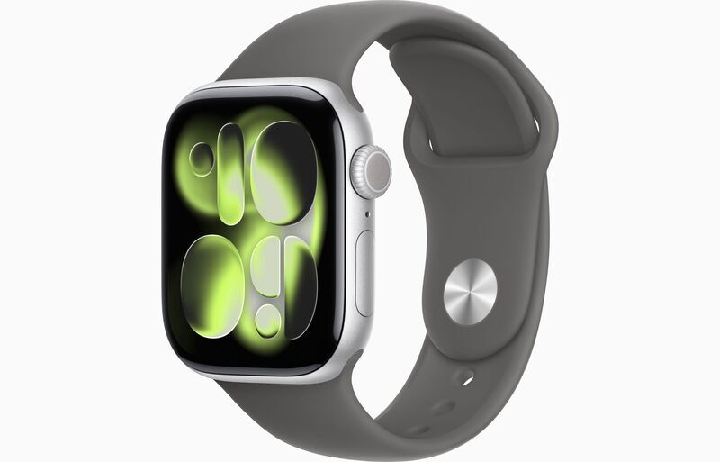 Apple Watch Series 11 Aluminium 42 mm (2025) | GPS + Cellular | argent | Bracelet Sport M/L | gris pierre, image 1 of 1