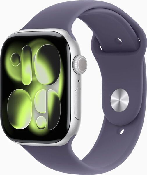 Apple Watch Series 11 Aluminium 46 mm (2025) | GPS | zilver | Sportbandje M/L | mlhově fialová 1